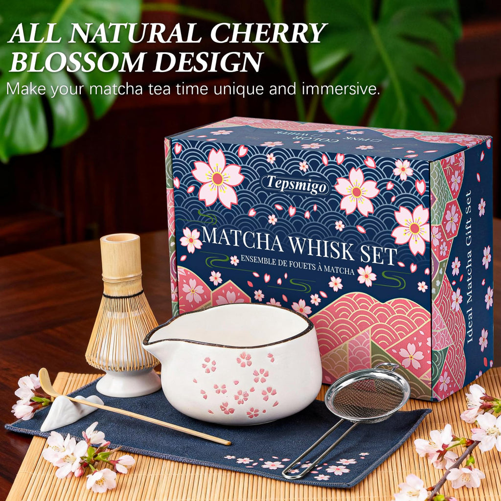 Matcha Whisk Set 7 Pcs Matcha Bowl Bamboo Whisk Kit Gift for Tea Lovers