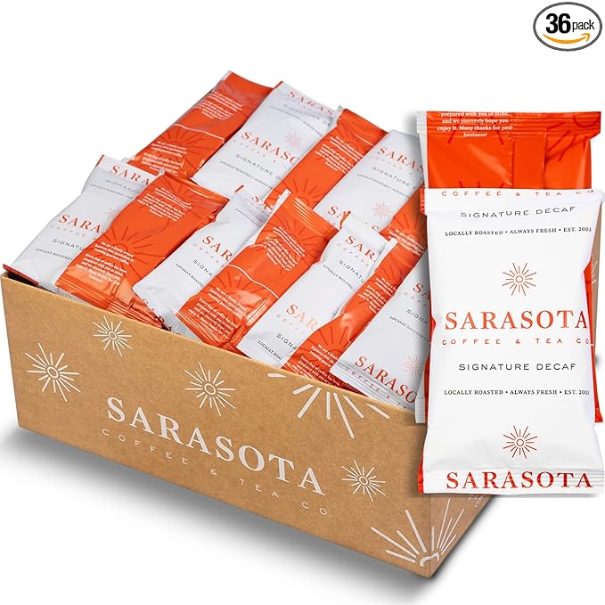 Coffee Packets – Dark Roast Decaf Ground Packs, Low Acid Pre-Measured 2oz Bags for 12-Cup Drip Brewers, Bulk Single-Pot Commercial Pouches