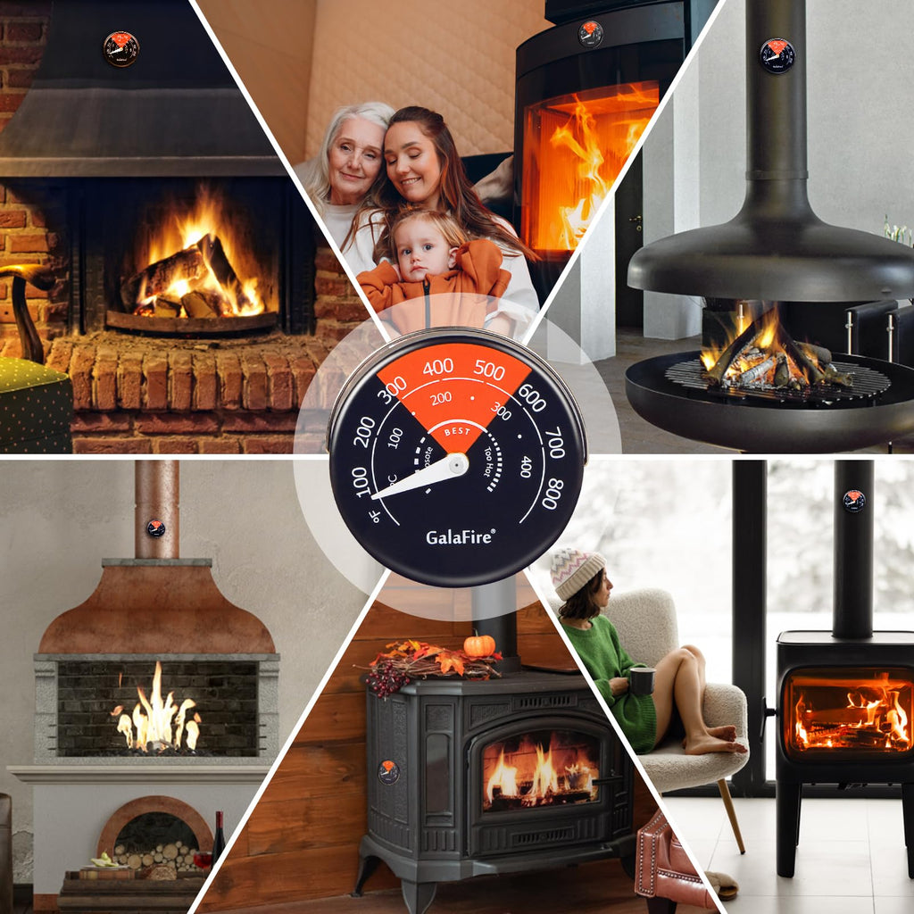 GALAFIRE 2PCS Wood Stove Thermometer Magnetic for Wood Burning Stove Burn Indicator for Gas Stoves Pellet Stove