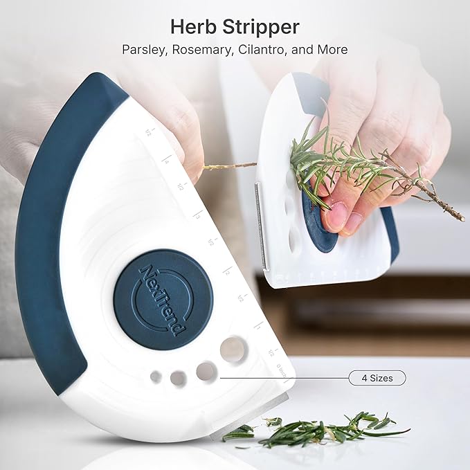5-in-1 Dough Scraper & Flexible Bowl Scraper by Nextrend, Bread Scraper with Stainless Steel Edge, Ruler & Herb Stripper – BPA Free, Dishwasher Safe - Blue