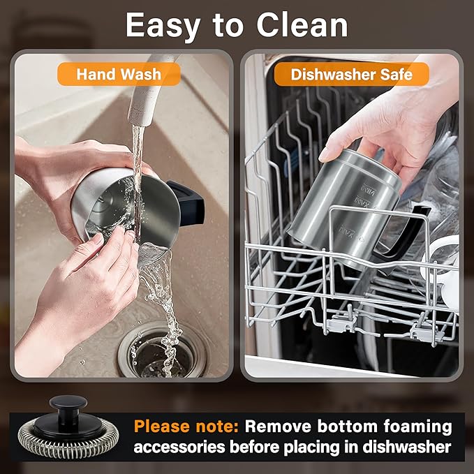 4 in 1 Milk Frother and Steamer, 500ml Stainless Steel Electric Foam Maker