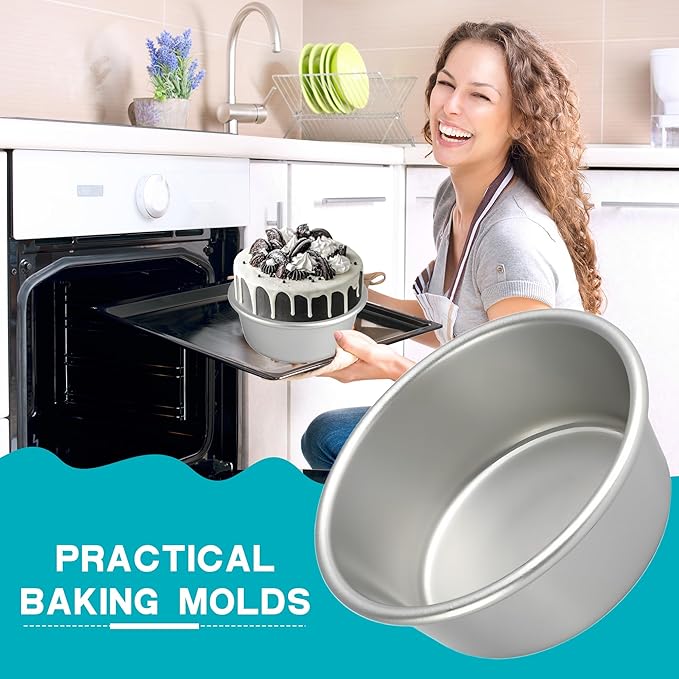 Norcoin 16 Pcs 4 Inch Round Cake Pans Nonstick Aluminum Round Cake Pan Mold Small Smash Cake Baking Pans for Home Baking Cheese Cake Pizza Quiche Leakproof and Easy Release