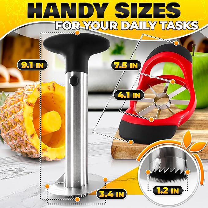Pineapple Corer and Slicer, 9.1 In, Stainless Steel, Food-Grade