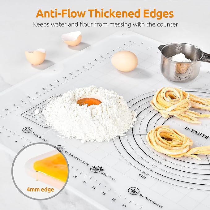 U-Taste Silicone Pastry Mat, Dough Rolling Baking Sheet, 28x20"/Transparent