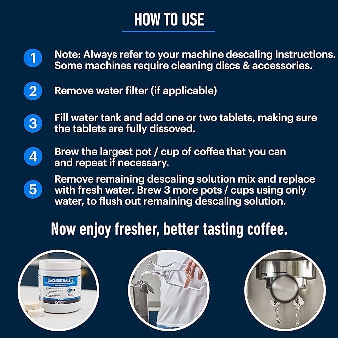 Essential Values Descaling Tablets, Descaler for Keurig Coffee Machines, Coffee Maker Cleaner for Breville, Delonghi, Jura, Miele, Bosch, Tassimo Espresso Machines and Miele Steam Ovens (Pack of 12)