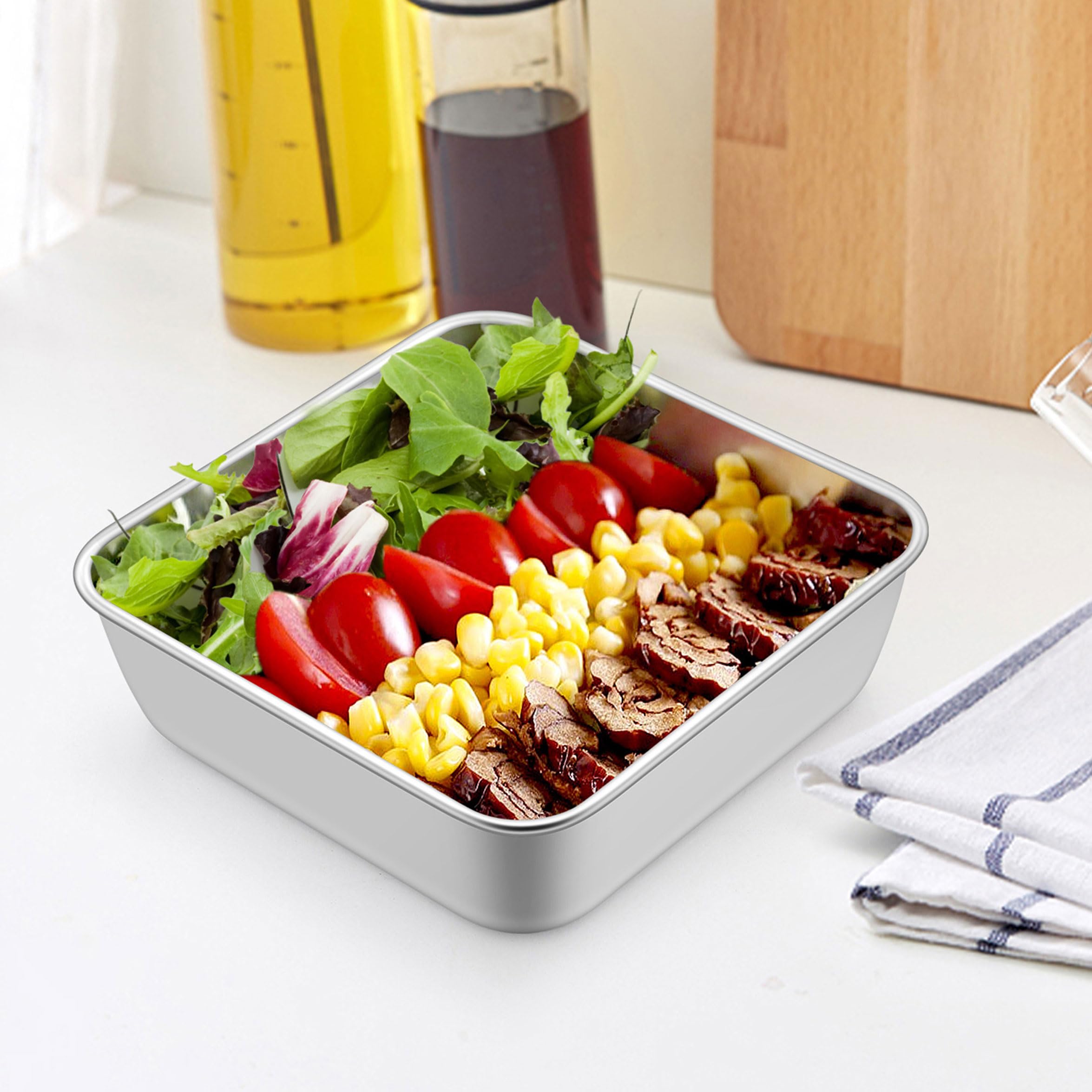 LIANYU 6 Inch Square Baking Cake Pan, Stainless Steel Brownie Bread Pan