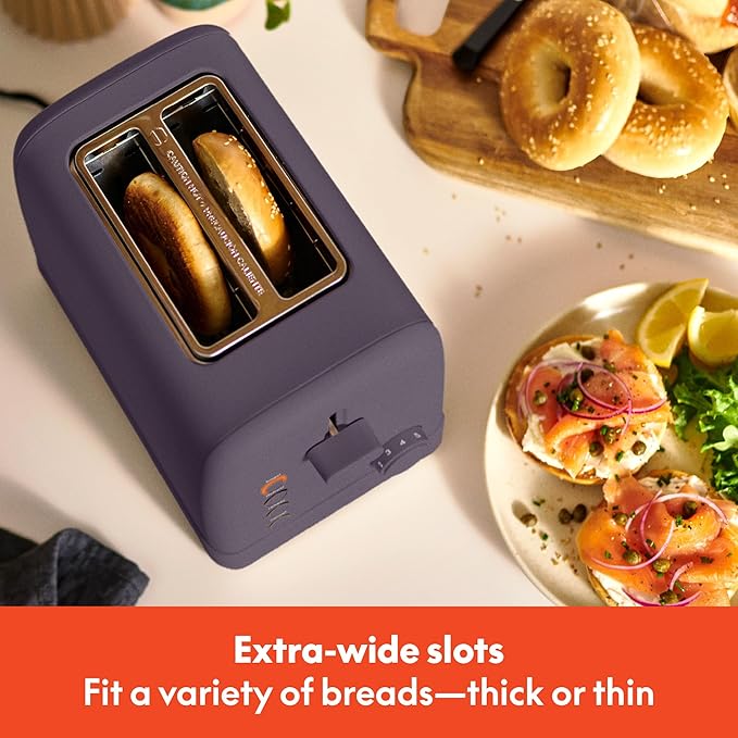 bella 2-Slice Toaster with Extra Wide Slots and 6-Shade Control, Plum