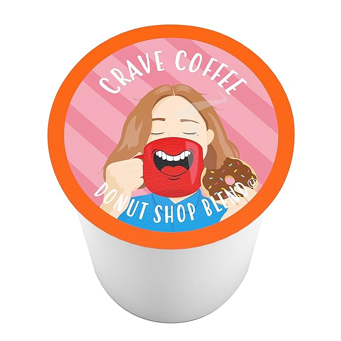 Crave Beverages Donut Shop Coffee Pods - Medium Roast Single Serve for Keurig K Cup Brewers, 100 Count