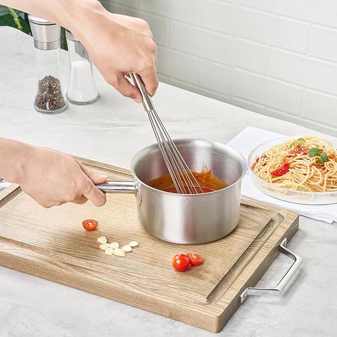 Restaurantware 12.5 in Stainless Steel Ball Whisk with Silicone Tips - 6 Pack - German Standard Sauce & Gravy Whisk, Non-Scratch, Dishwasher Safe - Non-Stick Safe Silicone Ball Whisk for Baking