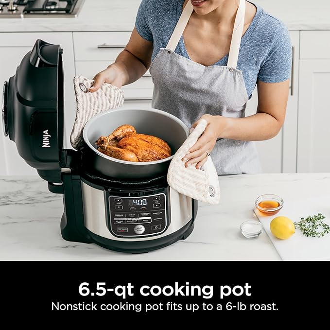 Foodi 10-in-1 Pressure Cooker & Air Fryer, 6.5 Quart - Stainless Steel Multi-Cooker with Precise Heating - Perfect Holiday Gift & Healthy Fast Cooking (OS-300)