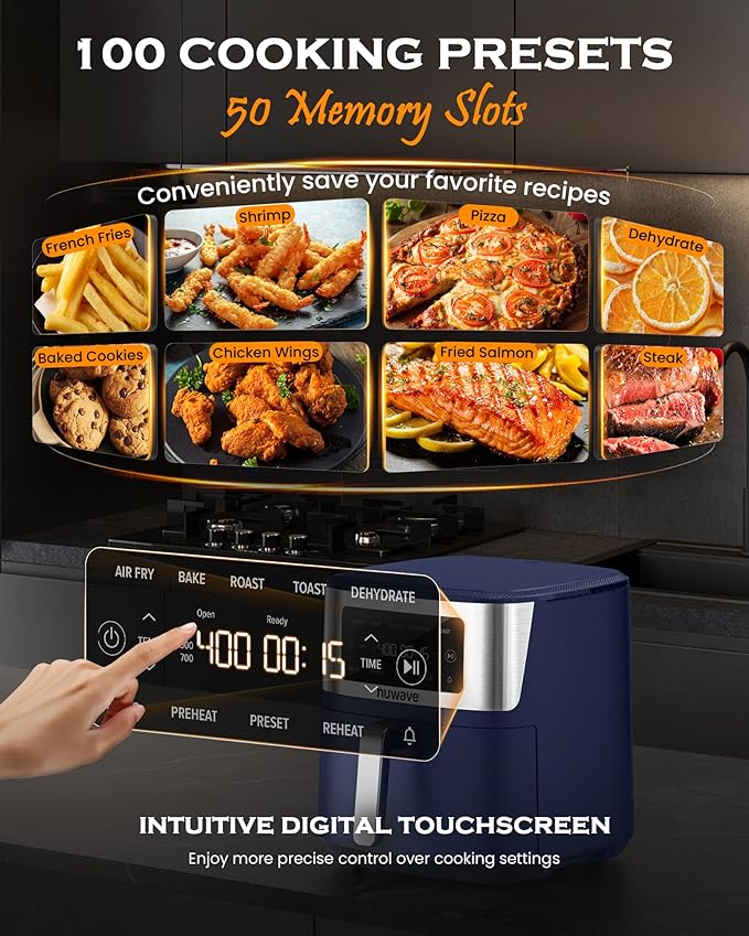 Nuwave Brio Plus 7QT Air Fryer, Extra Crispy Results w/Less Oil, PFAS-Free