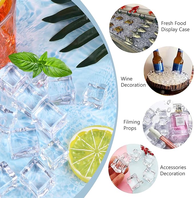 LYFJXX Fake Ice Cubes, 15mm, 100 PCS