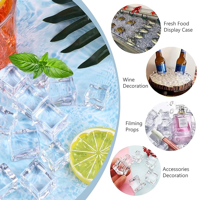 Fake Ice Cubes, 30 mm 25 PCS Artificial Acrylic Crystal Diamonds for Vase Fillers,Table Scatter, Party Favor, Wedding Decoration, Photography Props, Food Display, DIY crafts