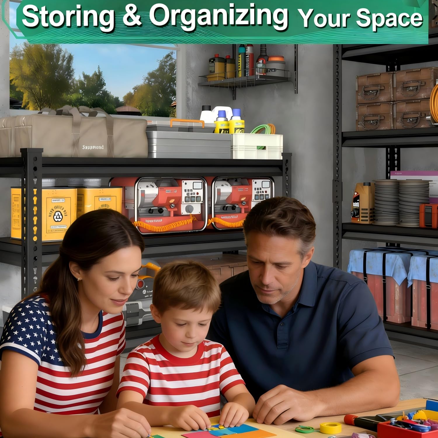 SUPPNEED Metal Storage Garage Shelving: 48'' Wide 2,500Lbs Freestanding Utility Shelves, Adjustable Heavy Duty Rack Units 5 Tier Black 48" W x 18" D x 78" H