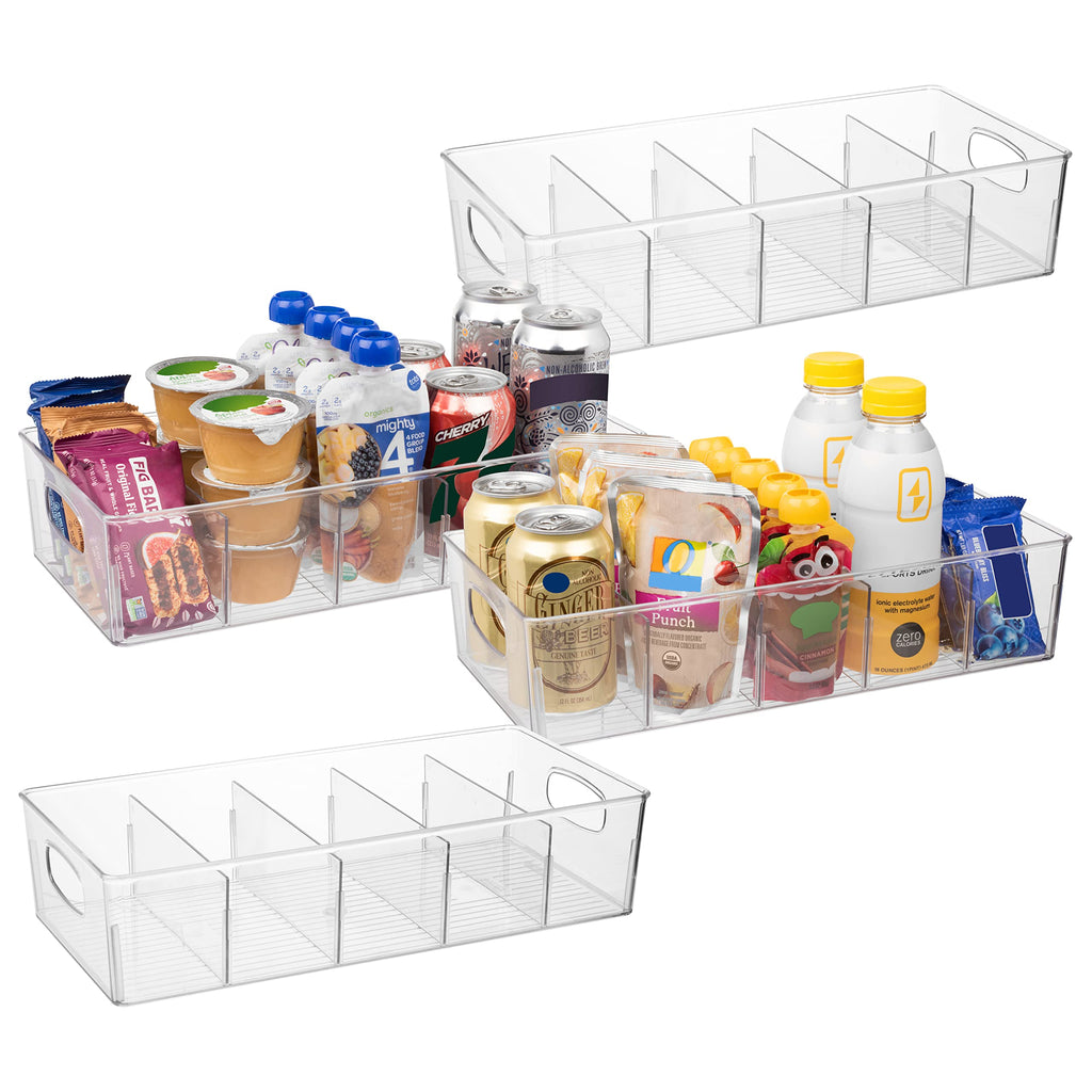 ClearSpace Plastic Pantry Organization and Storage Bins with Removable Dividers – Perfect Kitchen Organization or Kitchen Storage – Refrigerator Organizer Bins, Cabinet Organizers (4 Pack XL)