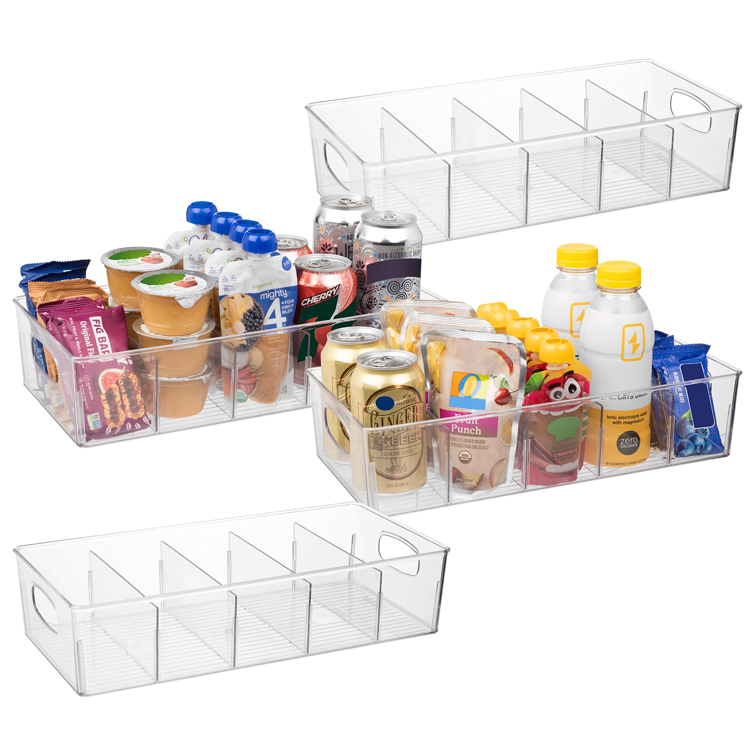 ClearSpace Plastic Pantry Organization and Storage Bins with Removable Dividers – Perfect Kitchen Organization or Kitchen Storage – Refrigerator Organizer Bins, Cabinet Organizers (4 Pack XL)
