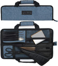 Asaya Chef Knife Roll Bag - 12-Pocket Chefs Case for Kitchen Knives and Utensils, Lightweight Stain-Resistant Waxed Nylon Chef Knife Bag - Knives Not Included (Blue)