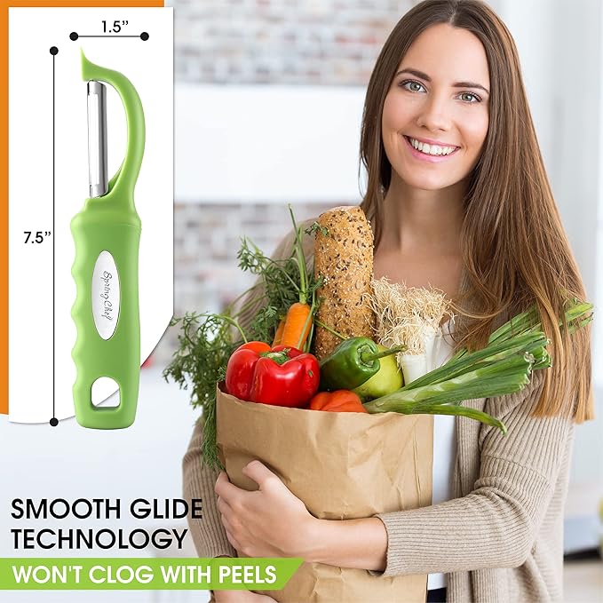 Spring Chef Swivel Vegetable Peeler with Soft Grip Handle, Set of 2, Green