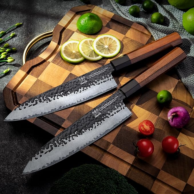 FAMCÜTE 8" Japanese Knife, Hand-Forged Ultra Sharp Chef Knife Gifts for Men