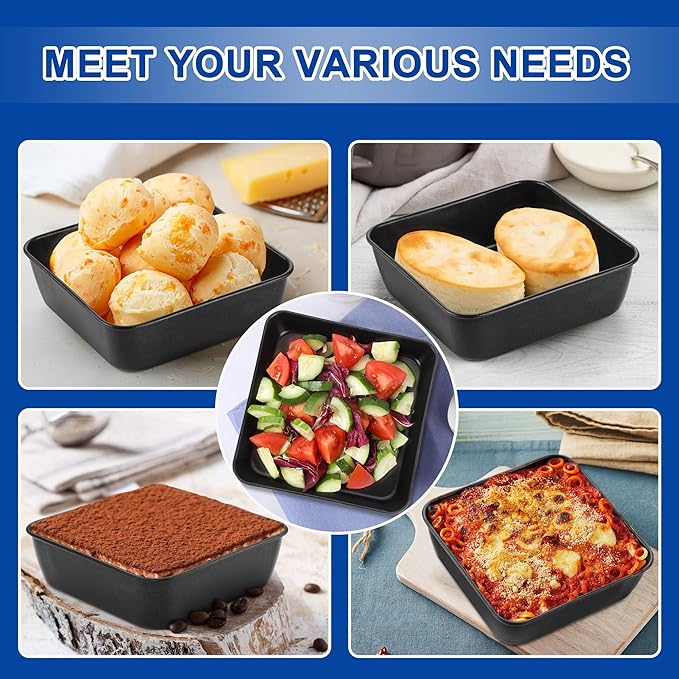 E-far 6 Inch Square Cake Pan, Nonstick Small Baking Pan for Brownie Bread