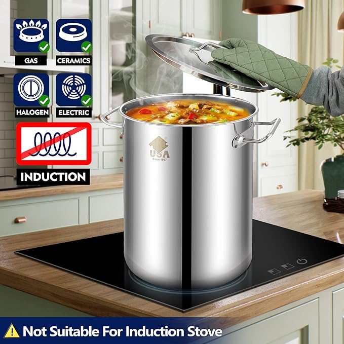 ARC 32QT Stainless Steel Stock pot 6-Piece For Seafood Boil Pot with Basket