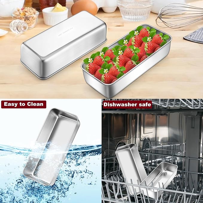 LIANYU 4 Pack 12 x 5 Inch Loaf Pans, Large Baking Pans Set