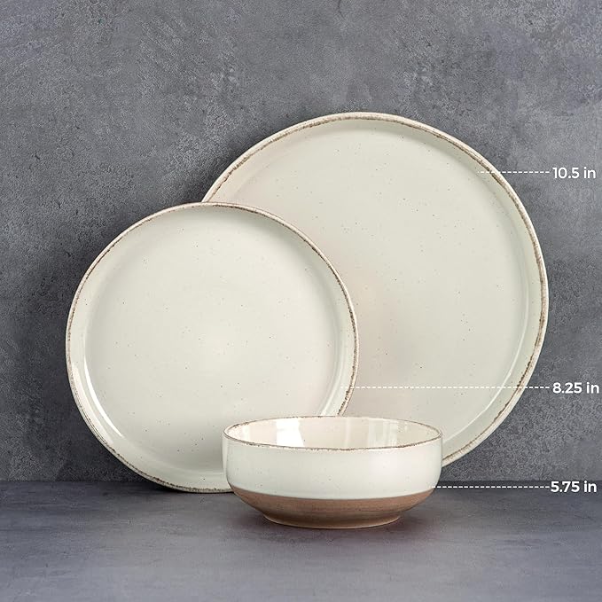 AmorArc Dinnerware Sets for 4, 12 Pieces Ceramic Plates and Bowls Set