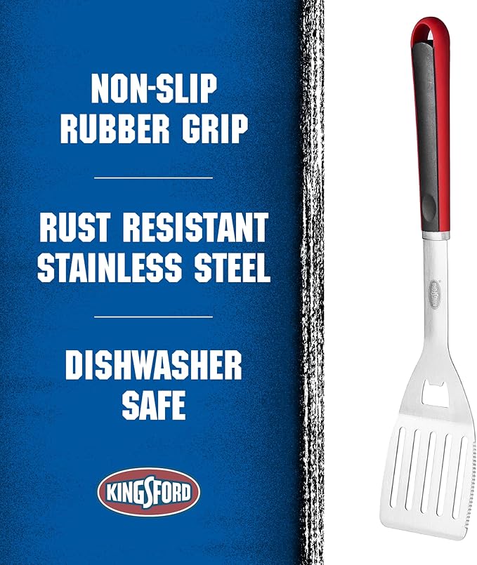 Kingsford Stainless Steel BBQ Grill Spatula, Red & Black Handle