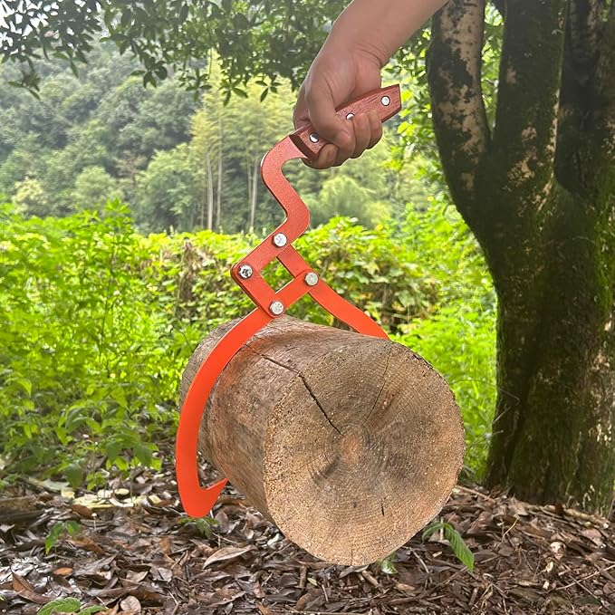 Wood Handle 2 Claw Skidding Tongs Non-Slip Grip, Log Lifting, Handling, Dragging & Carrying Tool (18 in)