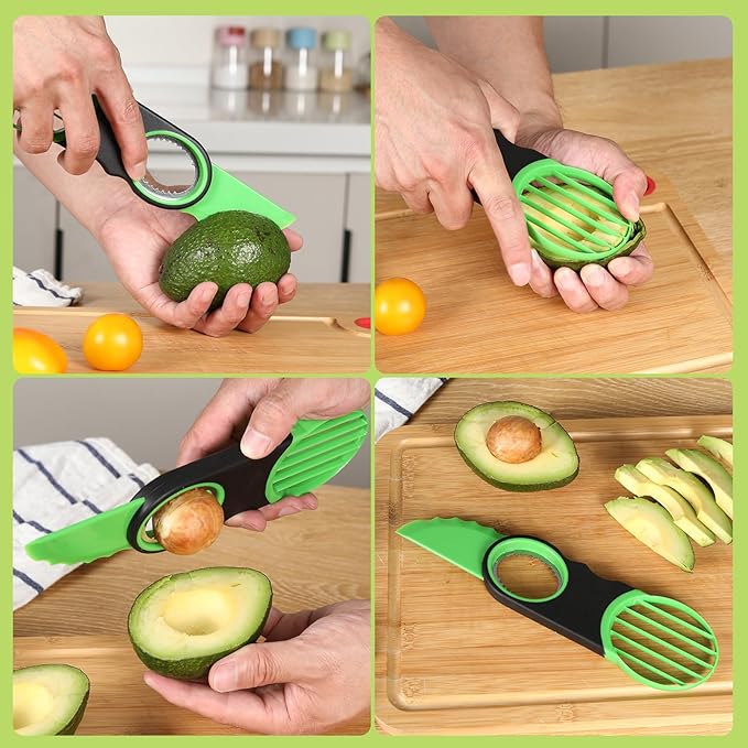 Ebecuoa 3-in-1 Avocado Slicer Tool & Stainless Steel Pitter