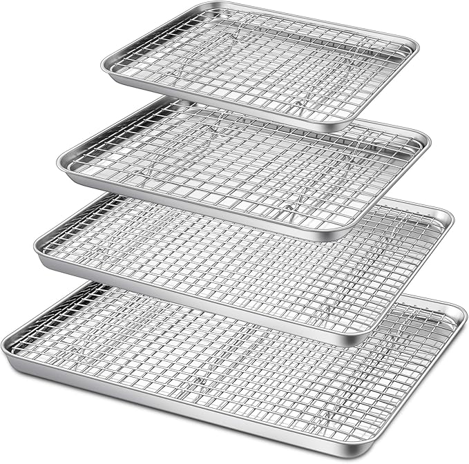 P&P CHEF 16 + 12.5 + 10.4 + 9 Inch Baking Sheet & Rack, Pan and Grid Rack