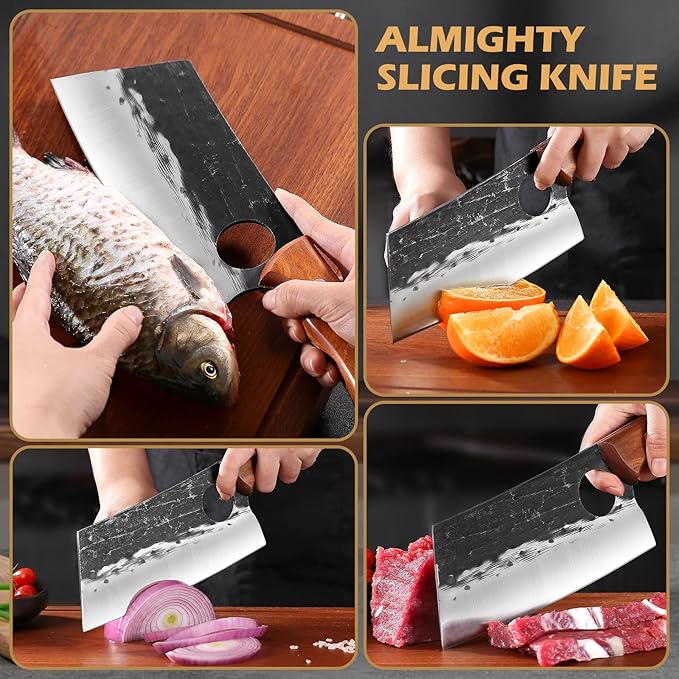 ACEKNIFE 7.5 Inch Serbian Meat Cleaver, Hand Forged&Full Tang