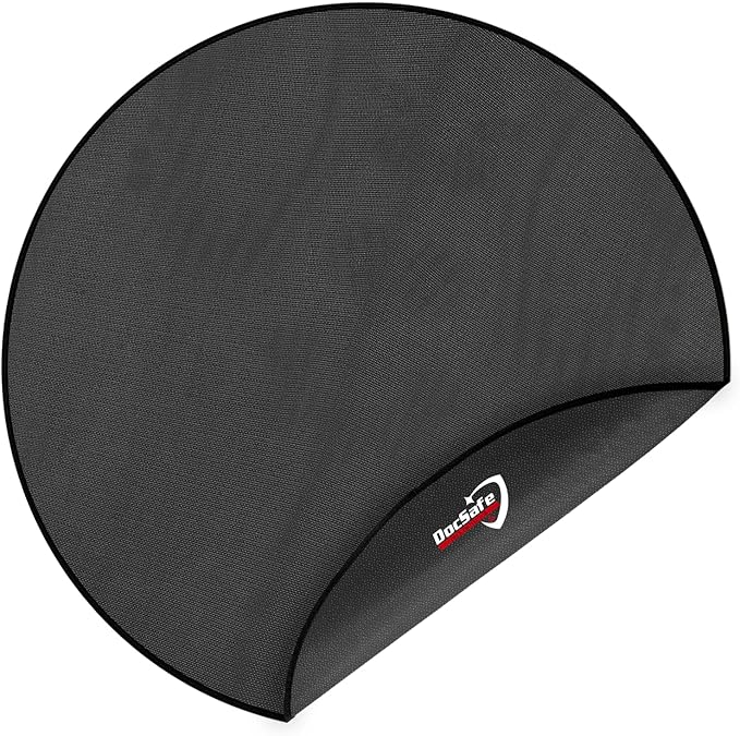 DocSafe 48" Round Fire Pit Mat, 4-Layer Fireproof Under Grill Mat Heat Insulated Indoor Fireplace Pad Protector for Decks,Patios,Grass,Solo Stove Bonfire, Reusable Oil-Proof and Waterproof, Black