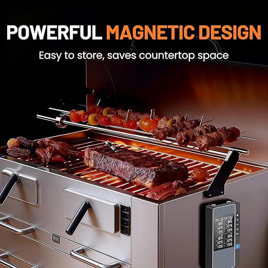 Smart Bluetooth Wireless Meat Thermometer, Real-Time Monitoring Control Digital Thermometer with Smart App, 4 Meat Probes IP67 Waterproof High Accuracy Perfect for BBQ, Oven, Grill & Smoker