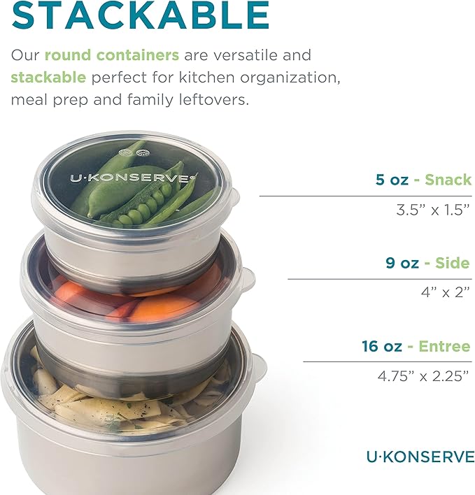 U-Konserve Stainless Steel Round Nesting Containers Trio Set of 3