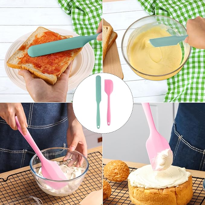 Mini Silicone Spatula Set, 6 Pack Long Handle Scrapers for Jars and Bottles