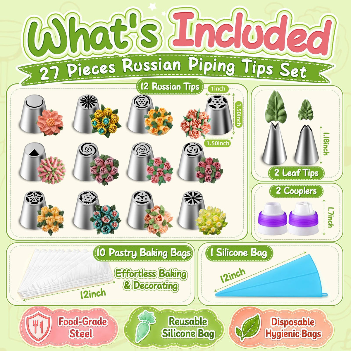 Suuker 27 Pieces Russian Piping Tips Set