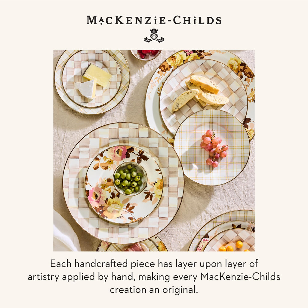 MACKENZIE-CHILDS Enamel Charger Plate, Brown-and-White Mocha Check
