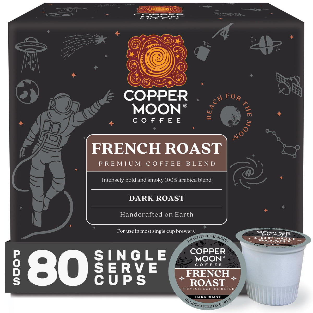 Copper Moon K-Cup Coffee Pods, Dark Roast, Sumatra Blend, 80 Count