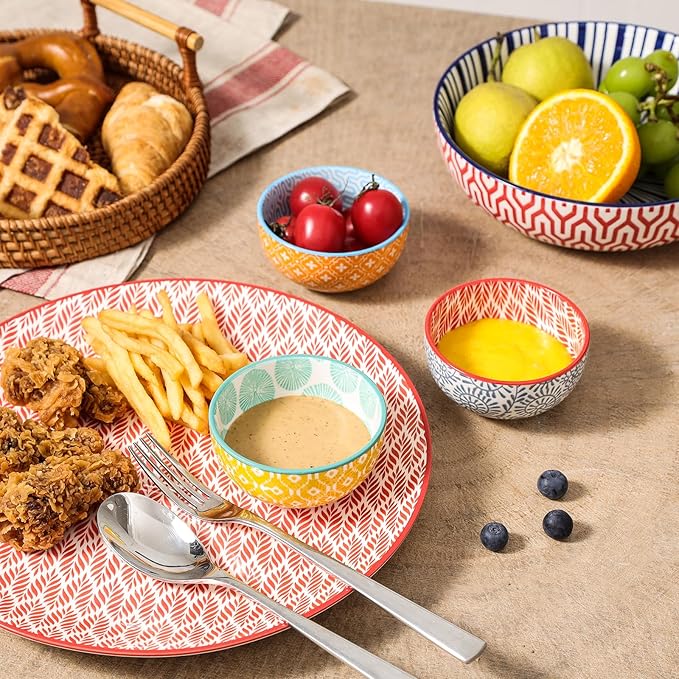Selamica Ceramic 4 OZ Dipping Bowls Set of 6, Assorted Colors