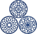 SMARTAKE 3 Set Silicone Trivet Mats for Hot Dishes Pots Pans (Navy Blue)