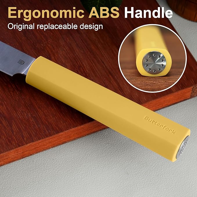 Butterfork 3.5 Inch Paring Knife, AR-RPM9 Steel Fruit Vegetable Knife with Ergonomic ABS Handle Oak Sheath, Ultra Sharp Kitchen Knife for Peeling Coring Cutting, Gift for Home Chefs