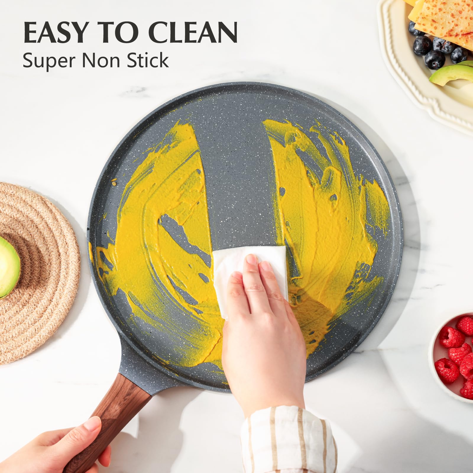 SENSARTE 10 Inch Nonstick Crepe Pan Granite Coating Pancake Pan Gray