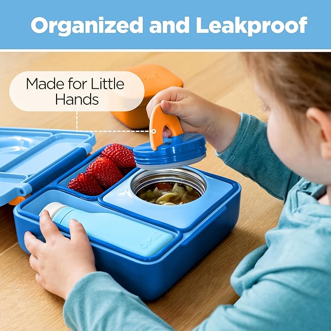 Omie OmieBox Kids Insulated Leakproof Bento Lunch Box with Food Jar (Blue Sky)