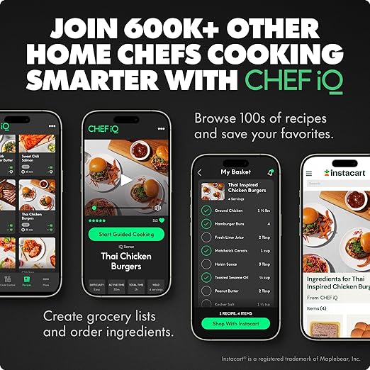 CHEF iQ Sense | Smart Wireless Meat Thermometer | 2 Ultra-Thin Probes | WiFi Unlimited Range | 1000°F Heat Safe | 5 Sensors | BBQ, Grill, Oven, Smoker, Air Fryer | Gen3