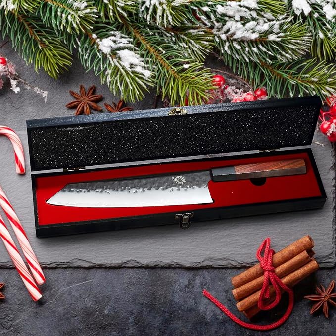 MITSUMOTO SAKARI 9-Inch Japanese Kiritsuke Knife, 3-layer 9Cr18MoV steel