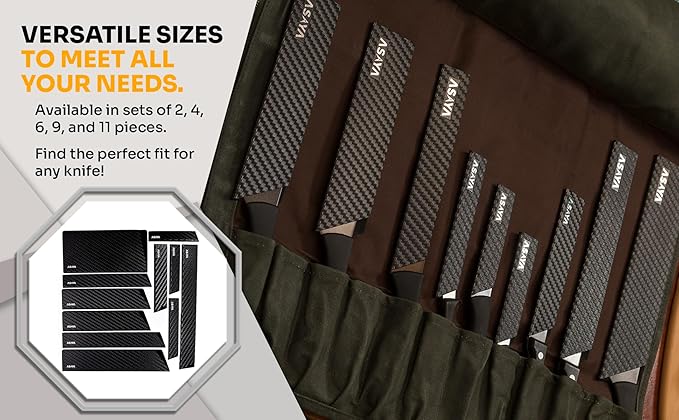 Asaya Professional Chef Knife Edge Guards – 2 Piece Knives Universal Covers, 8.5 x 2 and 10.5 x 2 - Extra Strength ABS Plastic and Food Safe Kitchen Knife Sheath Covers -Knife Not Included (2 Piece)