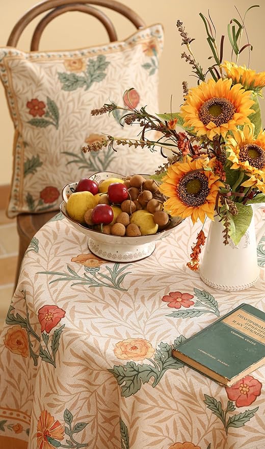 patdrea Vintage Linen Tablecloth,Round,Diameter 67"-RosaSilvestre A