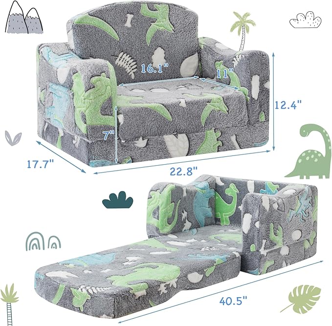 aodisman Thick Comfy Kids Chair and Couch,Foldable Plush Sofa with Pocket