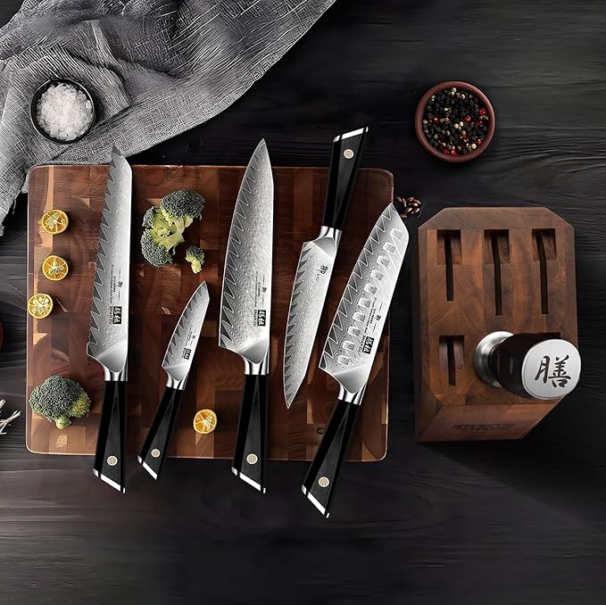 SHAN ZU 7-Piece Damascus Knife Set